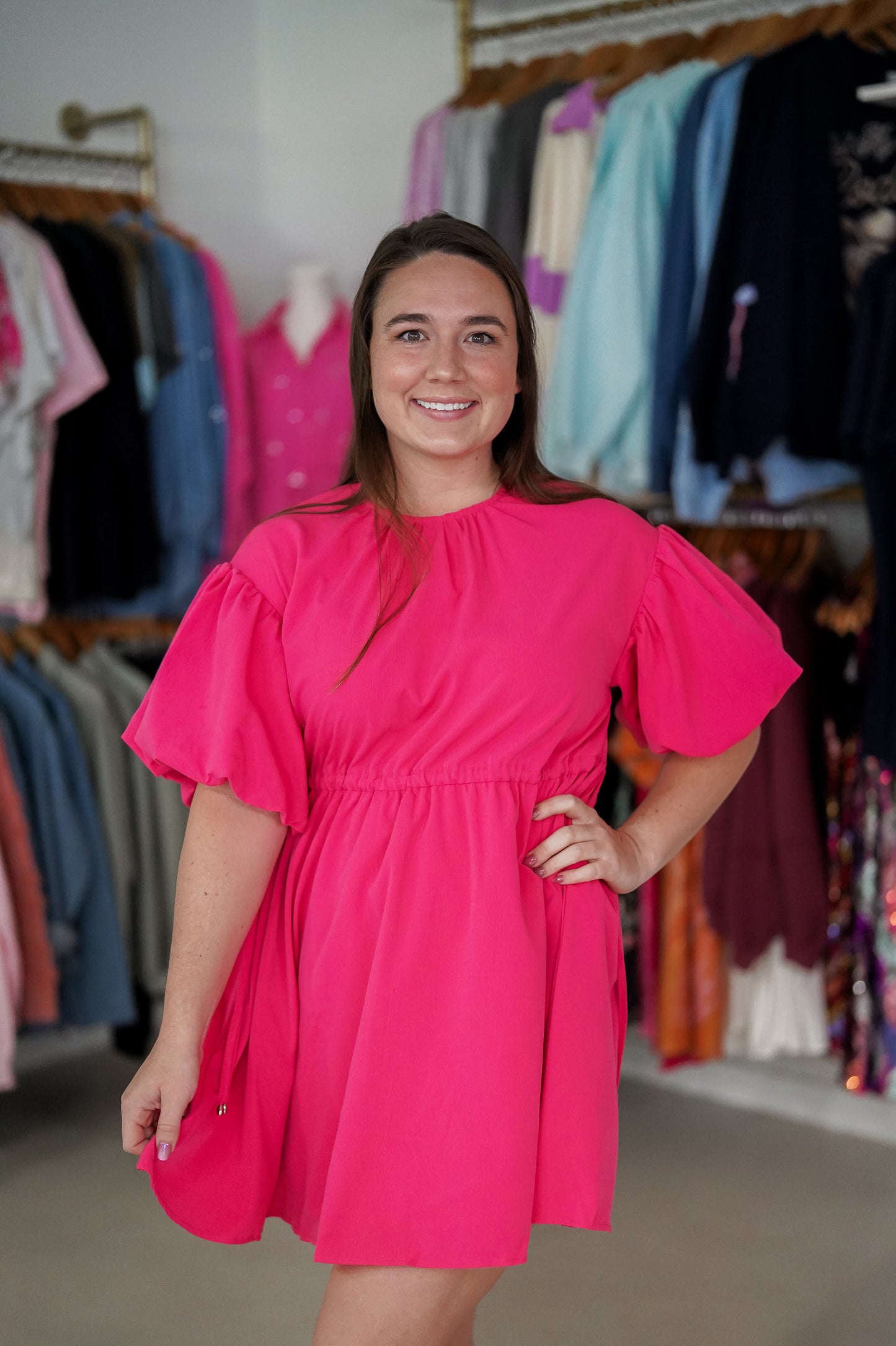 Lucy Cinch Hot Pink Dress