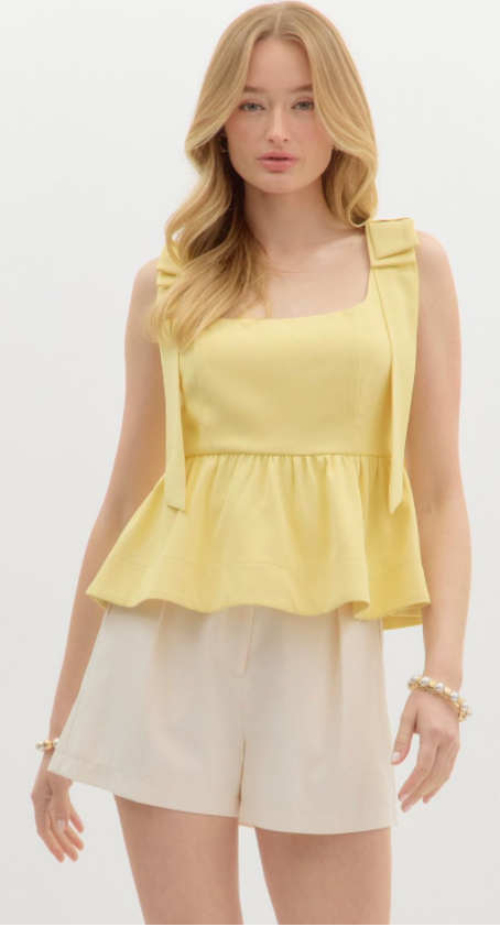 Sunny Yellow Sleeveless Ruffle Hem Top
